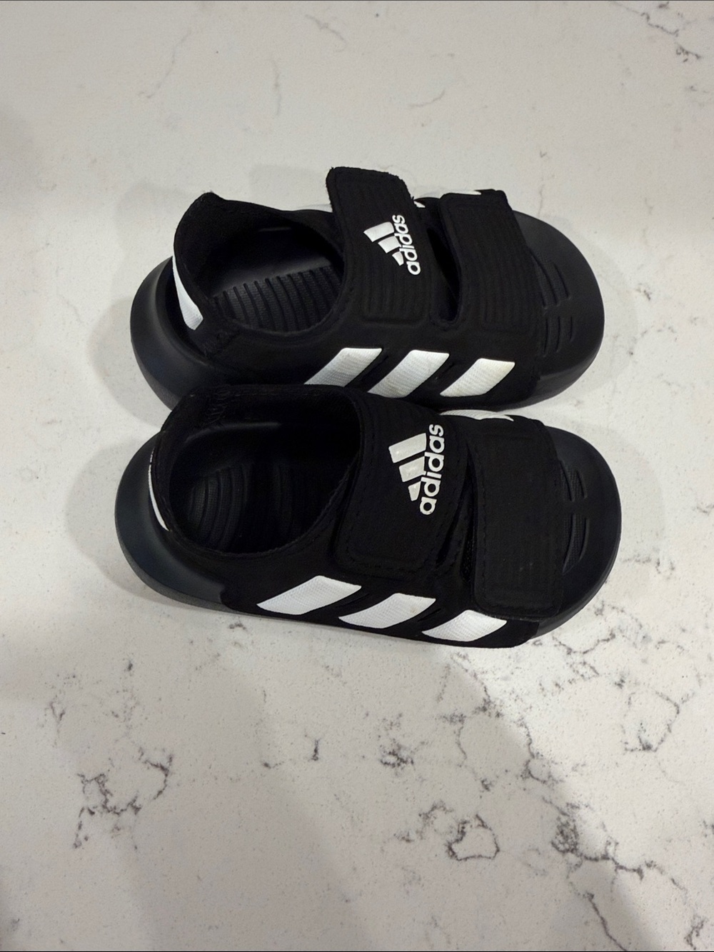 adidas Kids Black and White Velcro Athletic Sandals